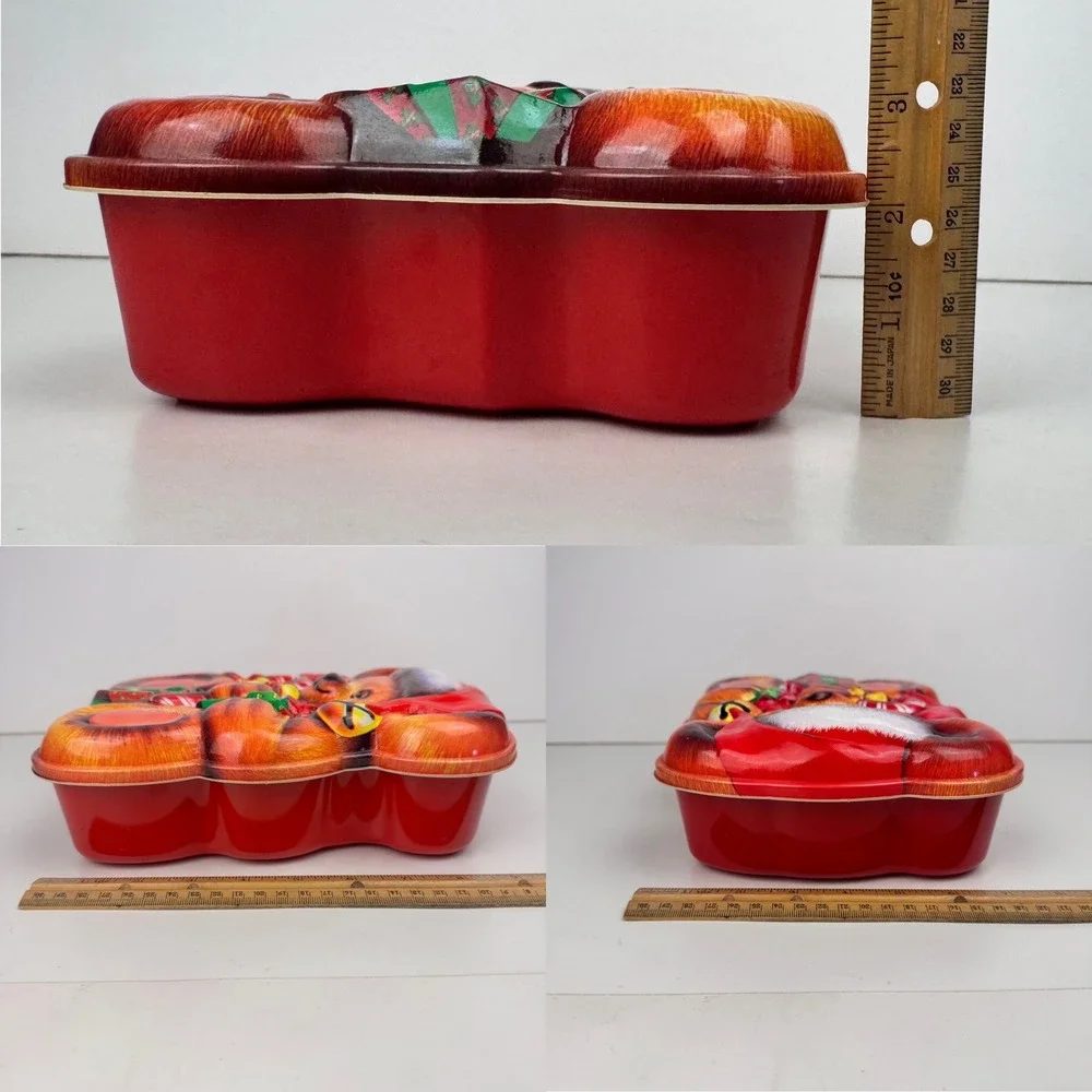 Vtg Teddy‎ Bear Ullman Plastic 3D Collectible Container Christmas Theme w Lid